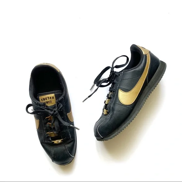 Nike Shoes Nike Cortez Basic Black Metallic Gold Sneakers